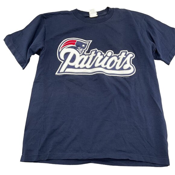 Lee Sport‎ T-Shirt Men Large Blue  PATRIOTS NFL Stitched 2 Sided Graphic VTG Y2K - Picture 1 of 10